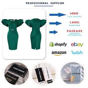 Abiti da sera estivi D580 da donna con maniche a volant e perline, eleganti abiti da sera africani da donna - Product Image 3