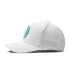 OEM Custom Mesh Perforated <b>Hat</b> Logo 5 Panel Slightly Curved Brim Snapback <b>Waterproof</b> Rubber Patch <b>Golf</b> Cap - Product Image 3