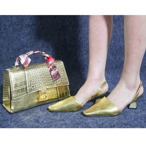 Set di Scarpe e Borse Abbinate <span class=keywords><strong>Color</strong></span> <span class=keywords><strong>Oro</strong></span> a Prezzo di Fabbrica, <span class=keywords><strong>Sandali</strong></span> e Borse Africane per Matrimoni e Feste - Product Image 3