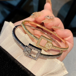Fashion Cuff <b>Bracelet</b> Gold And Silver Plated <b>Copper</b> Rhinestone Design For Women Jewelry Winter 2024 Yiwu Origin - Product Image 3