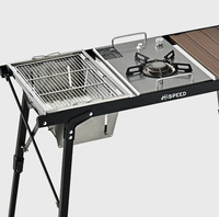 Table IGT carrée portable et légère Hispeed en aluminium pour barbecue, camping et extérieur, avec hauteur de pieds réglable