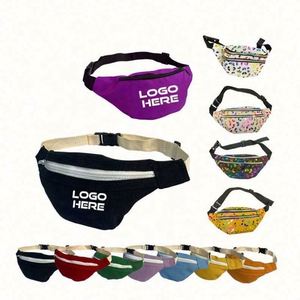 Riñoneras de Mezclilla de Poliéster Personalizadas para Viajes, Deportes y Correr, Precio Económico de Fábrica, Patrón Bordado, Cierre de Cremallera - Product Image 1