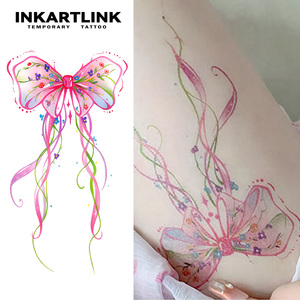 Autocollant de <span class=keywords><strong>tatouage</strong></span> temporaire en ruban <span class=keywords><strong>rose</strong></span>, motif floral, art corporel, esthétique coquette pour femmes, vente en gros, <span class=keywords><strong>tatouage</strong></span> factice imperméable en vrac - Product Image 1