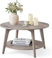 Table basse en pierre à 2 niveaux avec rangement, pieds coniques, transitions courbes, montage facile, pour salon, 31,5 D x 17,7 H pouces