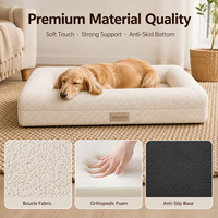 Lit pour chien en mousse à mémoire de forme, housse amovible et lavable, tissu bouclé, fond antidérapant durable, lit orthopédique pour grands chiens