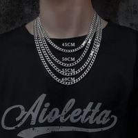 Collier chaîne cubaine en acier inoxydable style rappeur, hip-hop streetwear, fermoir boîte poli, bijou unisexe, cadeau