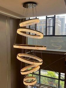 Lámpara de araña de lujo LED de resina y acero inoxidable con diseño de línea de pesca para dormitorio, de la tienda insignia de ventas directas de la fábrica de iluminación de Zhongshan - Product Image 1