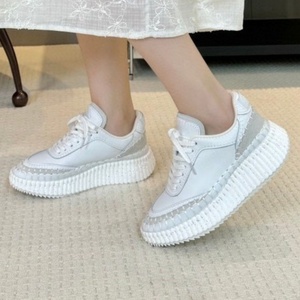 Brand Designer High-quality Genuine Leather Lace <b>Shoes</b> Thick Soled Mesh Lightweight High-end Running Style Trendy Sports <b>Shoes</b> - Product Image 5