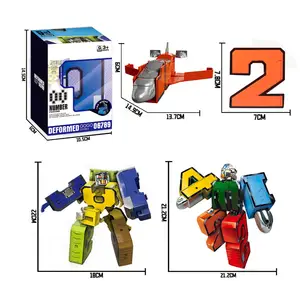 EPT 5Pcs Wholesale Preschool Learning Number Transform Assembled Action Figure Robot Kids Puzzle Toy