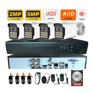 Kit de DVR AHD de 4 Canales y 5MP con 500GB, Cámara Analógica Tipo Bala, Sistema de Cámaras de Seguridad CCTV con Detección de Movimiento para Interiores y Exteriores, Hogar y Negocio - Product Image 1