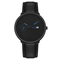 Montre à quartz pour homme, bracelet en cuir, boîtier en alliage, calendrier à deux aiguilles, éco-responsable, best-seller du commerce extérieur