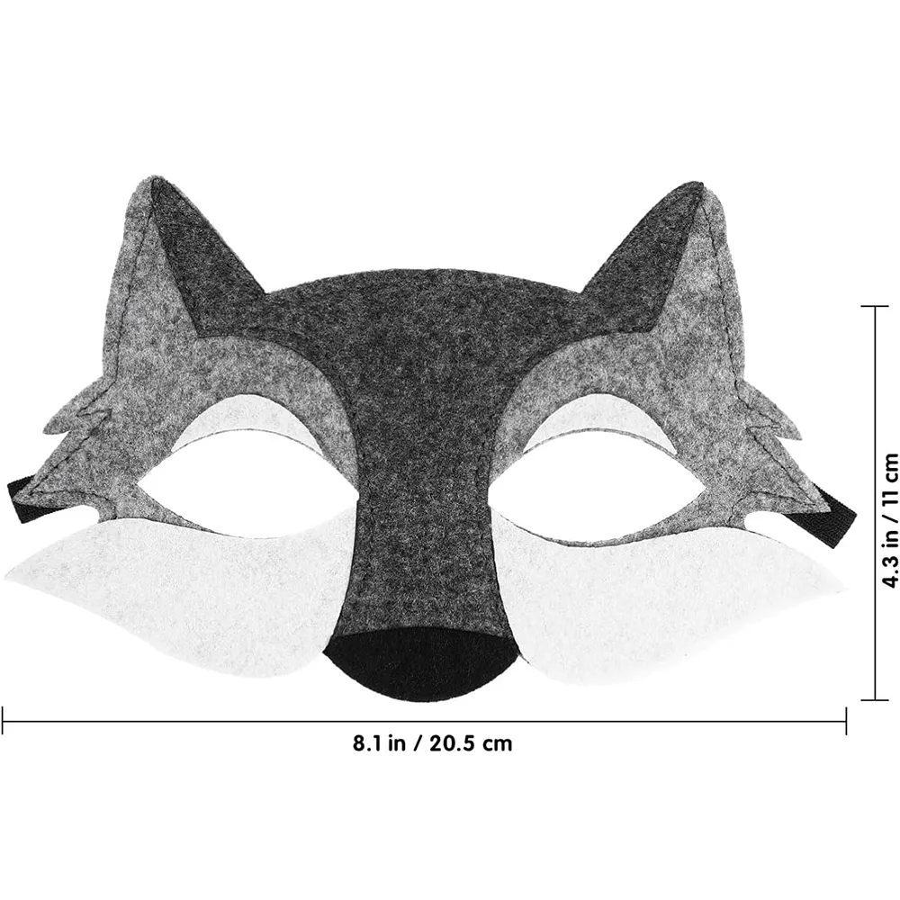 A248 Wholesale Felt Animal Masks Kids Half Face Wolf Masquerade Halloween Birthday Party Favors Cosplay Costume Felt Mask Wolf