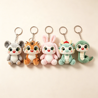En gros, mini porte-clés en peluche animaux de la forêt, jouet en peluche doux, breloque de sac, accessoires de sac avec logo brodé personnalisé