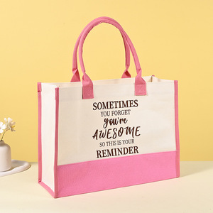 Biểu Tượng Tùy Chỉnh Chất Lượng Cao Thêu Tote Canvas Nhà Cung Cấp Tote Túi Màu Xanh Lá Cây Bông Bookish Tím Hồng <span class=keywords><strong>Totes</strong></span> Cho Phụ Nữ Trader Joe - Product Image 3