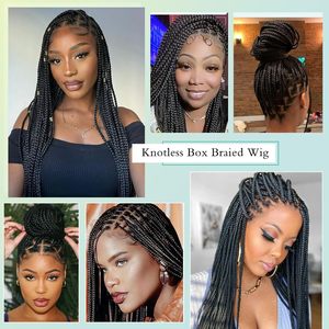 Parrucche Intrecciate per Donne, Senza Nodi, con Frontale in Pizzo HD Naturale, Capelli Neri con Baby Hair, Parrucca Box Braid 13x4 Pollici - Product Image 6
