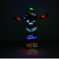 LED Roboter Kostüm LED Kleidung Stelzen Walker Kostüm LED Anzug Kostüm Helm Laser CO2 Jet Maschine