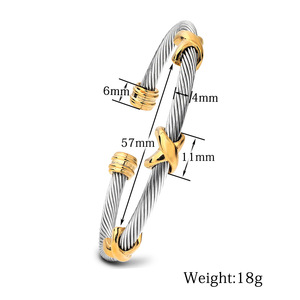 Pulsera de Alambre de Acero Trenzado de 4 mm con Diseño de X Abierta, de Acero Inoxidable, Joyería de Regalo para Mujer - Product Image 2