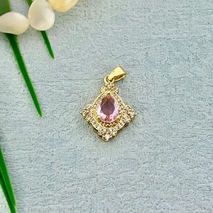 Pendentif en diamant avec centre en rubis, coupe ovale, plaqué or, accessoire de bijoux de fête pour femmes - Product Image 3