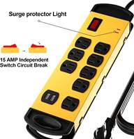 Prise multiple élégante 8 prises CA avec protection contre les surtensions, 2 ports USB, cordon de 1,8 m, interrupteur principal unique, homologuée ETL, ignifuge, jaune