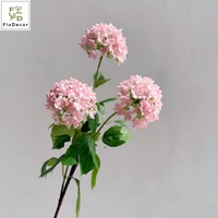 Vente en gros de fleurs artificielles en soie verte, hydrangea à 3 têtes, 70 cm, boule de neige blanche, pour la décoration de la maison, des mariages, des fêtes, des tables et des centres de table