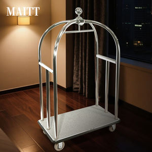 Carrito de equipaje de vestíbulo de hotel personalizado al por mayor, carro de mano dorado, transporte de equipaje de aeropuerto - Product Image 4