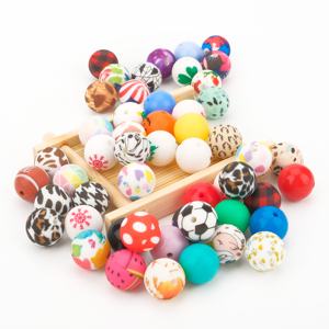 Vente en gros de perles en silicone rondes douces de qualité alimentaire écologiques de 15 mm pour la fabrication de jouets à mâcher pour bébés - Product Image 2