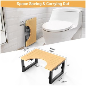 <b>Folding</b> Toilet <b>Stool</b> Adjustable Height Bamboo Wood Footstool For Bathroom Shower Home Use - Product Image 4