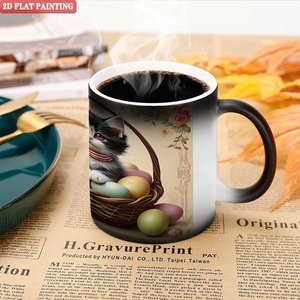 Mug à sublimation artisanal 11oz en céramique noire givrée, tasse magique changeante de couleur à la chaleur - Product Image 5
