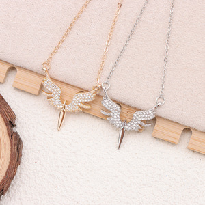 Angel Wings <b>Necklace</b> S925 Sterling Silver Diamond Pendant Party Jewelry for Women Elegant Fashion <b>Statement</b> Piece - Product Image 1