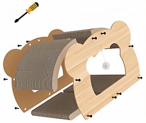 Ağır Hizmet Tipi Oluklu Kedi Tırmalama Evi - Çift Katmanlı Kalınlaştırılmış, Tüy Dökmez Kedi Yatağı ve Tırmalama Oyuncağı - Product Image 5
