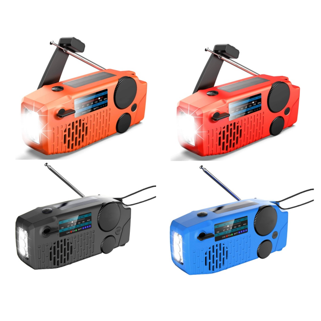 SOS Emergency Hand Crank Solar Radio LED Flashlight AM FM WB Portable Radio With Flashlight Phone Charger