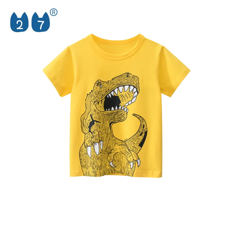 Customized Summer 8 To 10 Years Boys Clothing Dinosaur Printing Short Sleeve T-Shirts