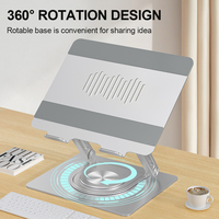 Support ergonomique pour tablette PC en métal entièrement pliable à double axe rotatif, base rotative à 360°, support réglable pour ordinateur portable