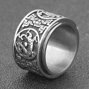 Anillo de Acero Inoxidable de 16 mm, Giratorio, con Diseño del Zodiaco Animal, Patrón de Dragón y Perla, Joyería de Moda, Regalo - Product Image 2