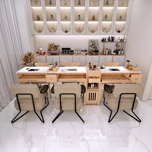 Mesa de Manicura de Madera Sólida para Salón de Uñas, Mueble de Diseño con Colector de Polvo - Product Image 4