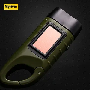 Myriver China Outdoor Waterproof Rechargeable Solar Power Hand Crank Mini Keychain 3 Led Flashlight Light For Camping Hiking