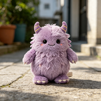 Vente en gros de poupées en peluche douces de haute qualité, mignonnes, en fourrure, monstres violets, pour enfants, jouet en peluche personnalisé