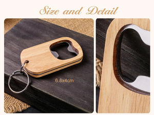 Wood Eco-Friendly Bottle Opener Keychain Personalized Engraved Monogram Letterpress Printed Portable Wooden <b>Keyring</b> Gift for <b>Men</b> - Product Image 4