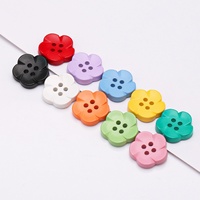 Kancing Jahit Tangan Empat Lubang Resin Plastik Warna-Warni Ramah Lingkungan Berlapis Manik-Manik Desain Bunga Kartun Lucu untuk Pakaian Bayi Anak-Anak