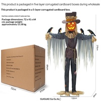 Décoration d'Halloween : Épouvantail Citrouille Électrique Sonore à Brancher, Figurine Fantôme en Plastique pour Extérieur