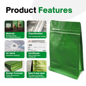 Sachet de café à fond plat en gros d'usine, imprimé sur mesure, en aluminium alimentaire avec fermeture éclair facile à ouvrir - Product Image 4