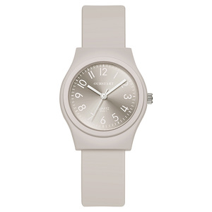 Reloj de Cuarzo Minimalista con Correa de Silicona para Mujer, Casual, Resistente al Agua, Esfera Redonda de Color Caramelo, Reloj de Pulsera Moderno - Product Image 4