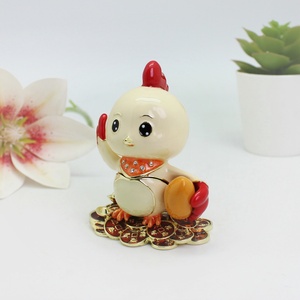Boîte à bijoux en métal peinte à la main SHINNYGIFTS, figurine d'animal en émail, coq, zodiaque chinois, décoration <span class=keywords><strong>de</strong></span> bureau à domicile, objet <span class=keywords><strong>de</strong></span> collection - Product Image 2