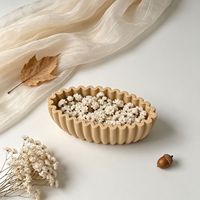 Cetakan Silikon Mangkuk Oval Tepi Bergelombang DIY Nampan Buah Bergaris Cetakan Lilin Gipsum Resin