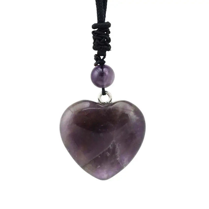 HZ collezione di cristallo viola colore a forma di cuore ametista cristallo curativo ciondolo collana ciondoli di cristallo pietre gemma