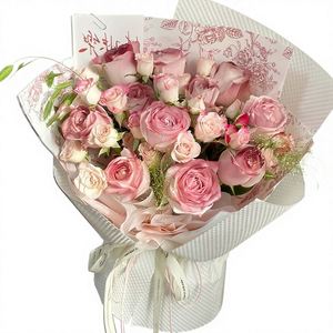 Valentine's Day Luxury Waterproof PE <b>Thick</b> Recyclable <b>Paper</b> Wrap Flower Bouquets Custom Logo Printing Wedding Party Supplies - Product Image 2