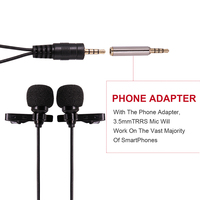 Microphone-Cravate Double Tête Mini à Pince pour iPhone Smartphones Enregistrement Filaire Métal pour Interviews Youtube