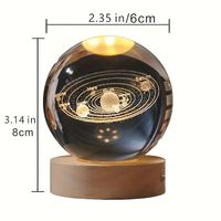 Prêt à expédier – Boule de cristal 3D colorée 2*3 pouces à prix abordable avec base en bois, lumière LED nocturne à intensité variable, cadeau pour enfants
