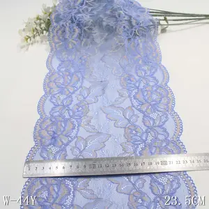 New factory stock 24cm blue elastic lace trim bicolourable flower underwear lace for clothes