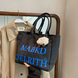 <span class=keywords><strong>Alphabet</strong></span> Print Canvas Tote Bag Zipper Casual Large Capacity Beach Travel Shopping Women's Underarm Bag - Product Image 5